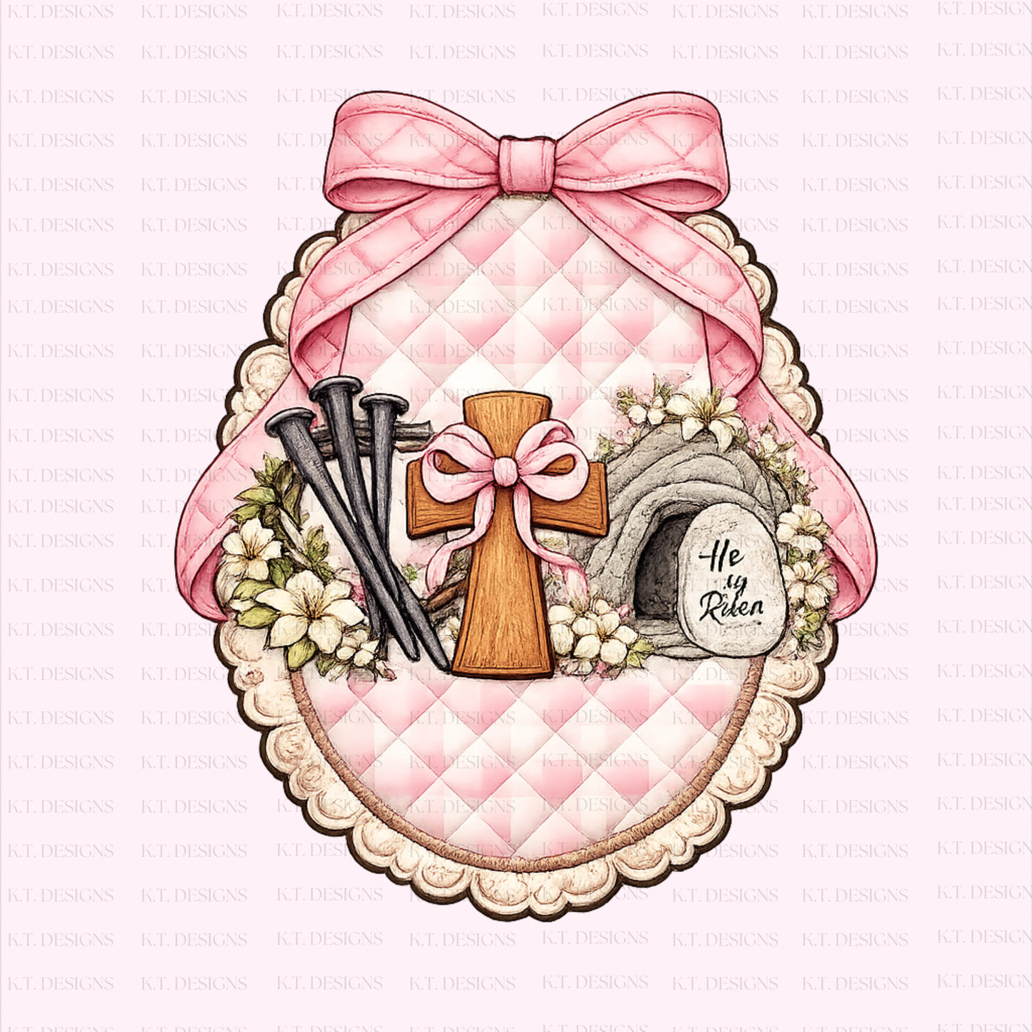 Pink Risen Easter Transfer
