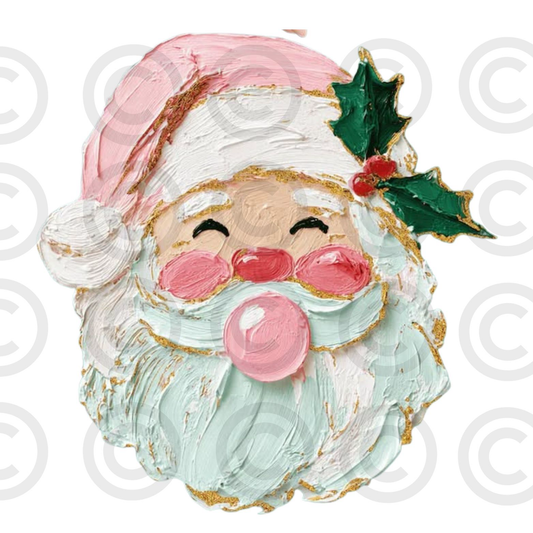 Pretty Painted Santa Heat Transfer