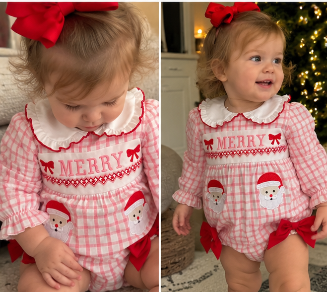 Pink Merry Baby Girl Christmas Bubble