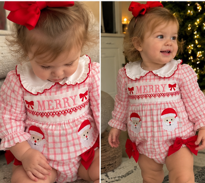 Pink Merry Baby Girl Christmas Bubble