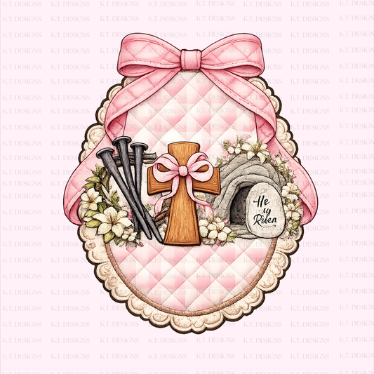 Pink Risen Easter Transfer