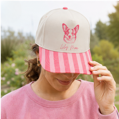 Furry Friend Pink Striped Cap