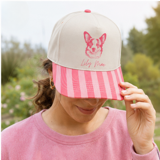Furry Friend Pink Striped Cap