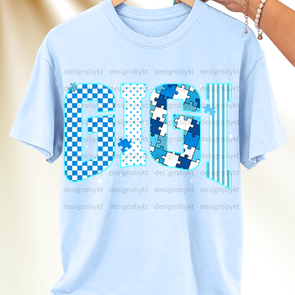 Blue Autism Letters Gigi|Mimi|Nana