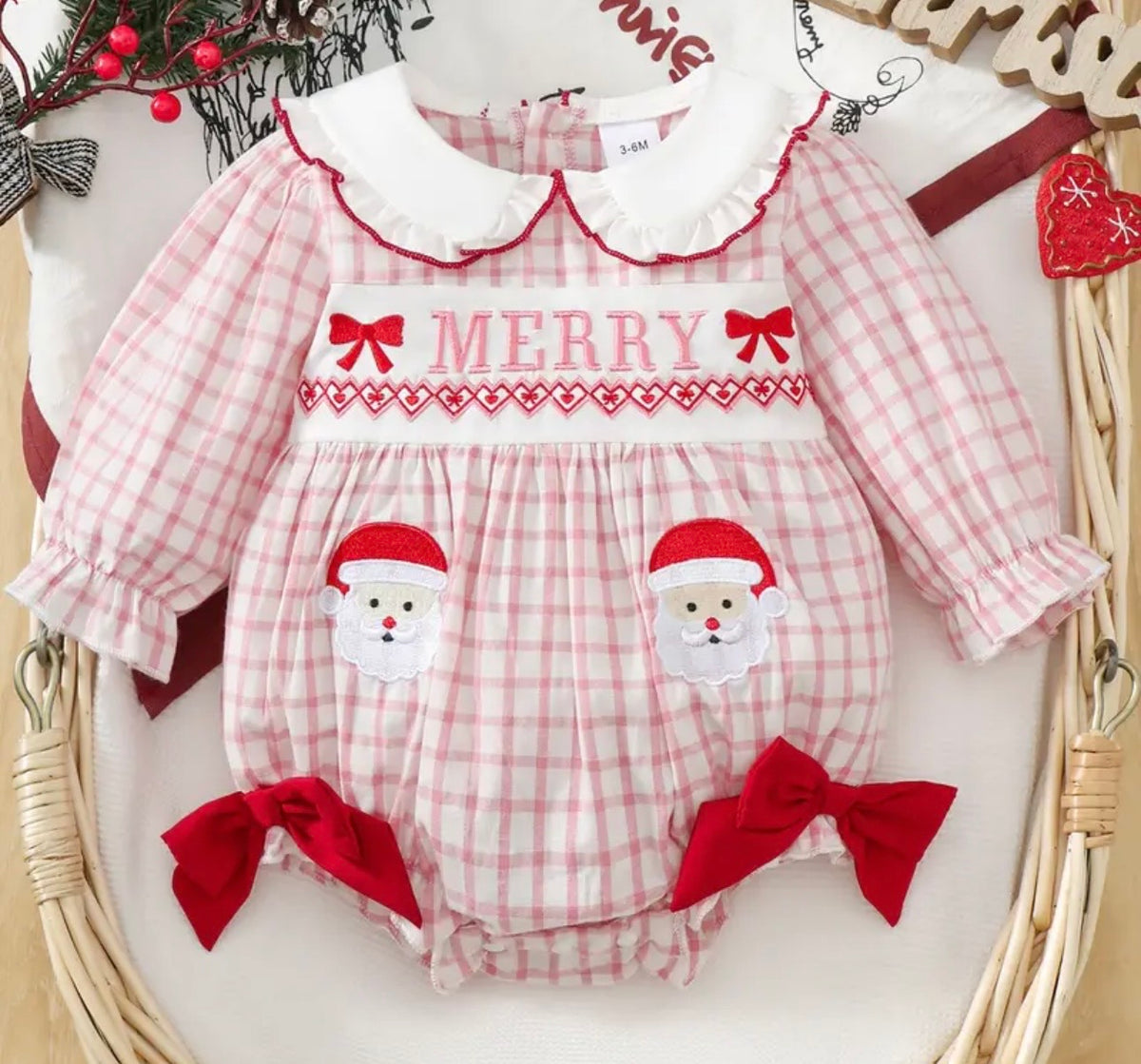 Pink Merry Baby Girl Christmas Bubble