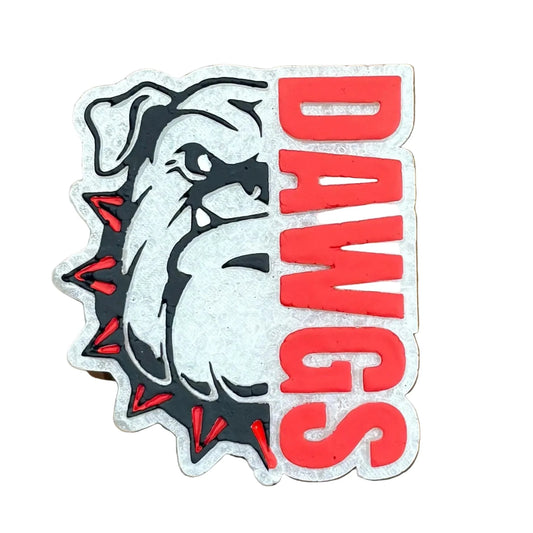 Car freshie with bulldog graphic and 'DAWGS' text on a white background